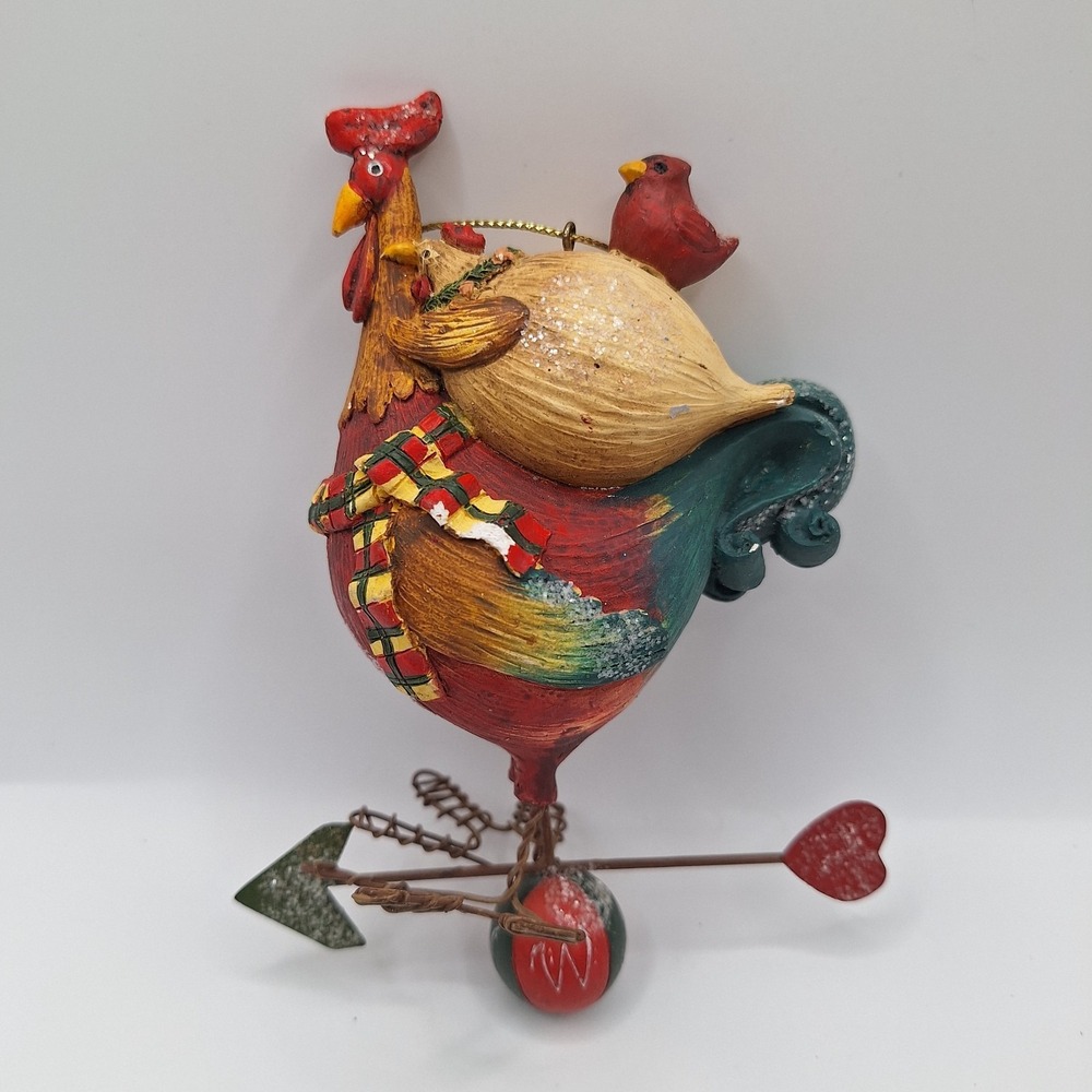 Rooster Weathervane Figurine Folk Art Ornament Rustic Farmhouse Animal